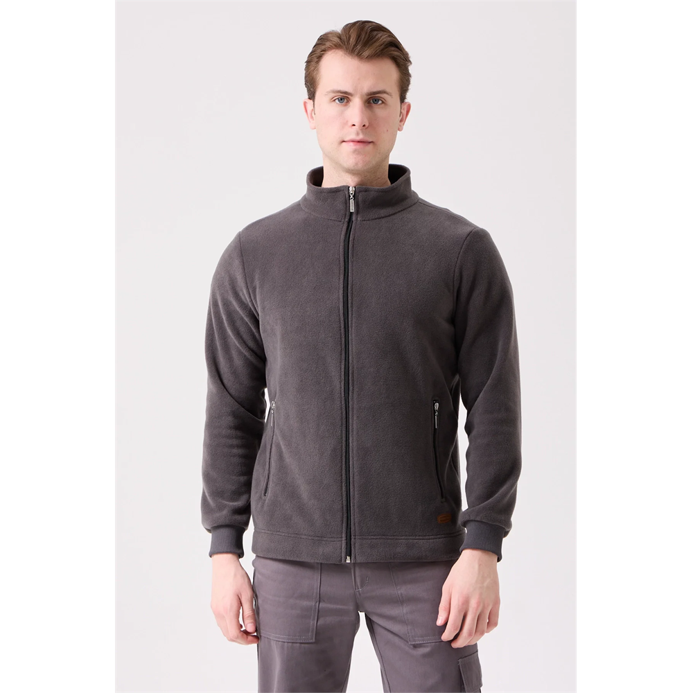 Galanthus Polar Mont Erkek Fermuarlı Sıcak Tutan Rahat ve Dayanıklı Kışlık Ceket FÜME 4XL