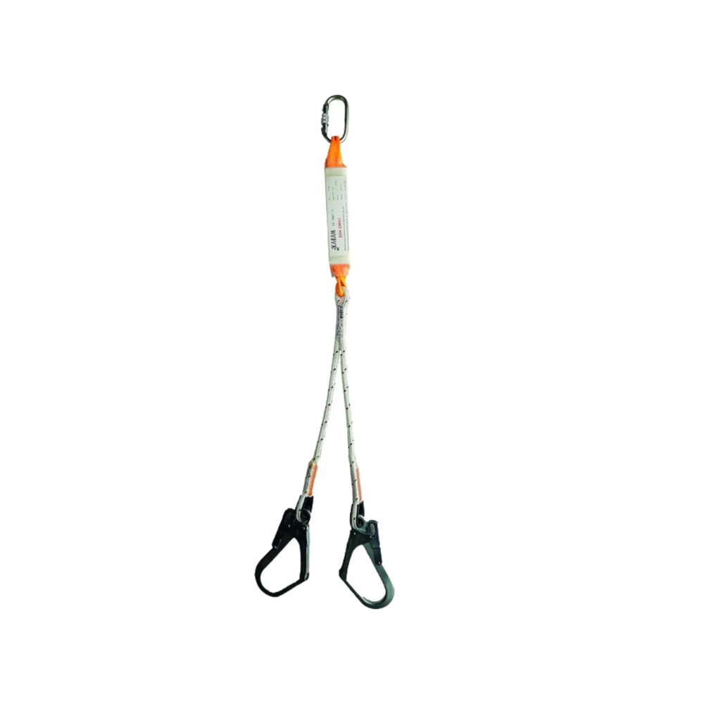 Karam KA 341 Çift Kollu Şok Emici – Y-Fork Halatlı, Düşüş Durdurucu Lanyard, Karabinalı Emniyet Bağlantısı STD STD