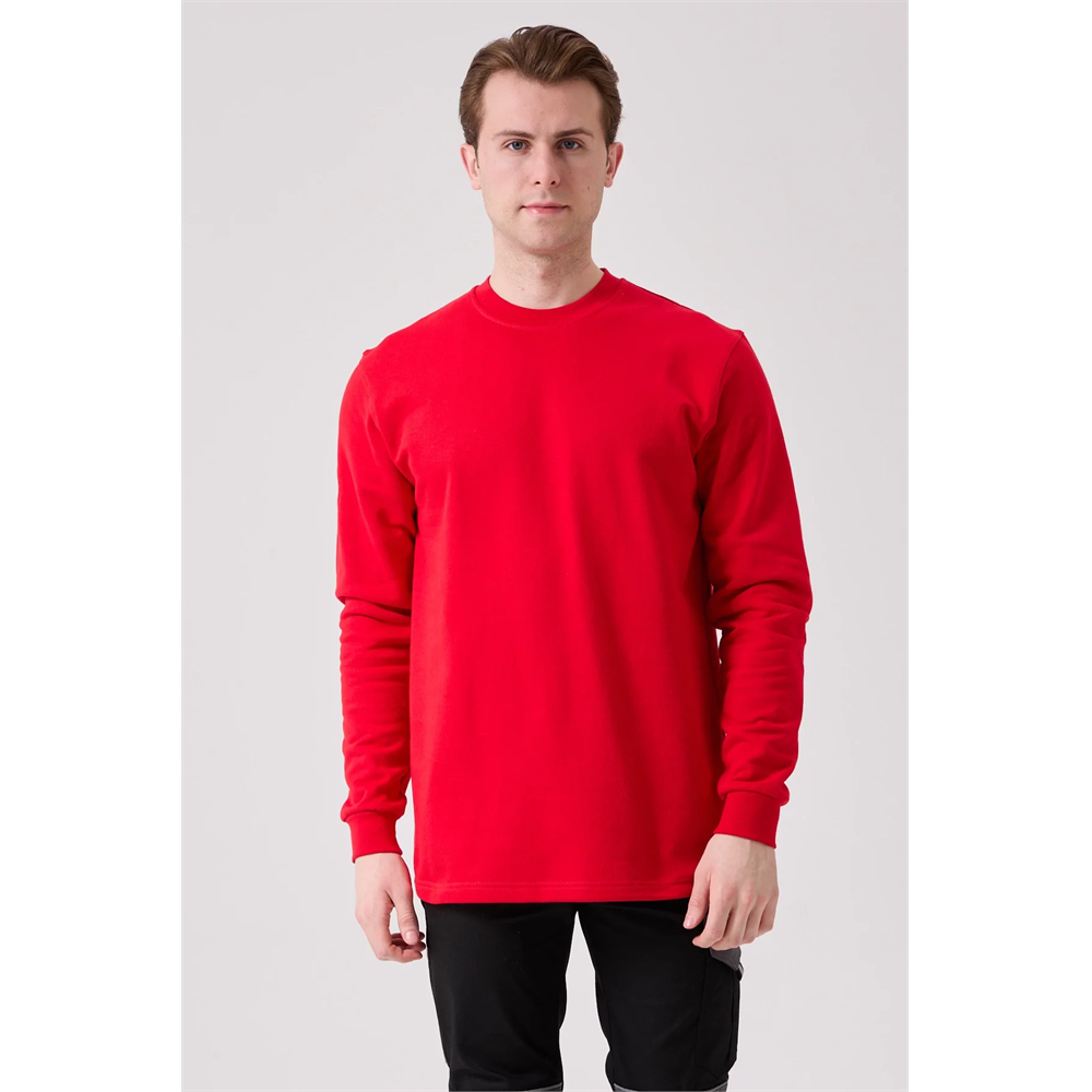 Galanthus Basic Sweatshirt - Uzun Kollu, Pamuklu, Rahat Kesim, Günlük ve İş Kullanımı İçin KIRMIZI 3XL