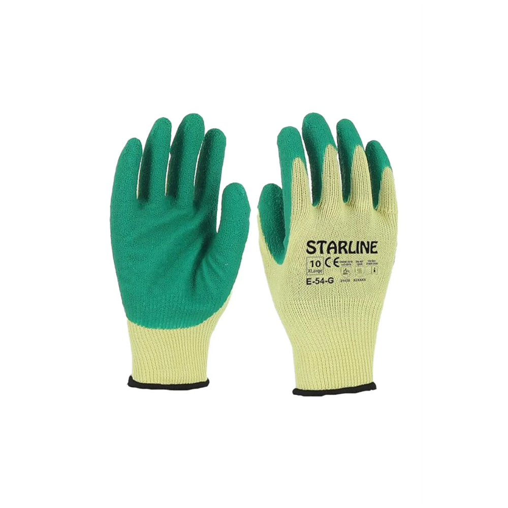 Starline E-54 Lateks Kaplamalı İş Eldiveni Dayanıklı ve Kaymaz Kavrama STD 10