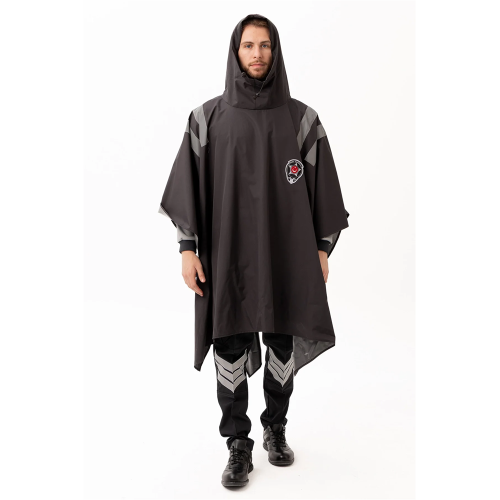 Güvenlik Kıyafeti KM Panço Su Geçirmez Reflektörlü Yağmurluk Kapüşonlu Korumalı Model FÜME STD