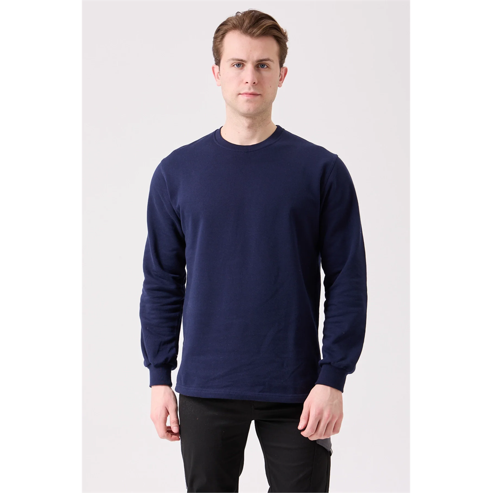 Galanthus Basic Sweatshirt - Uzun Kollu, Pamuklu, Rahat Kesim, Günlük ve İş Kullanımı İçin LACİVERT 3XL