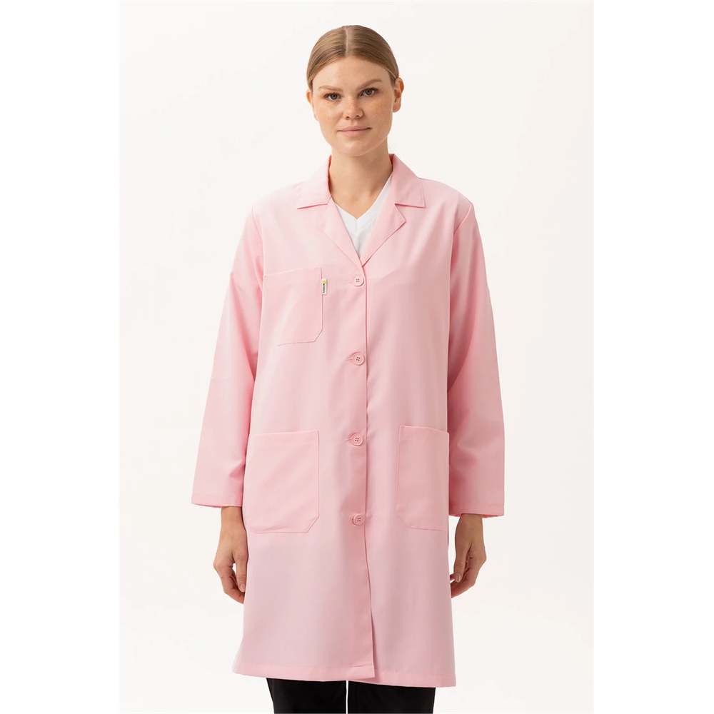 Vanessa Kadın Önlüğü - Şık, Rahat ve Dayanıklı, Cepli Uzun Kollu Model PEMBE S