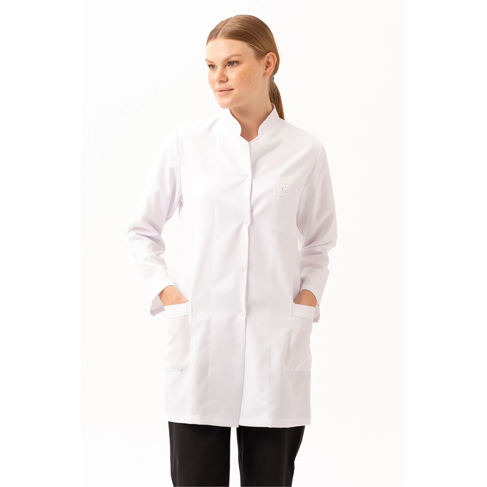 Adiantum Kadın Doktor Öğretmen Laboratuvar Önlüğü - Beyaz, Uzun Kollu, Rahat Kesim BEYAZ 2