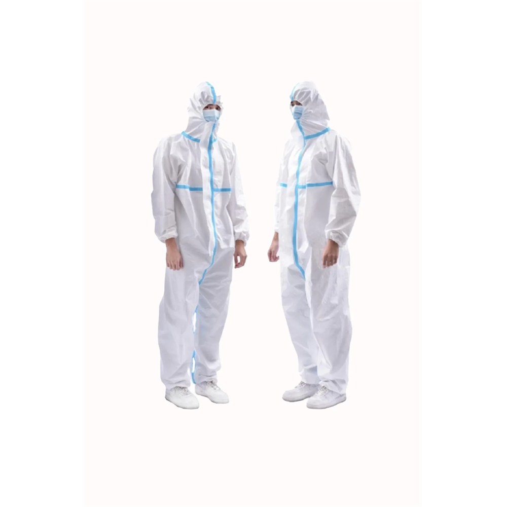 Tek Kullanımlık Koruyucu Tulum - 55gr Laminasyonlu, Sıvı Geçirmez, Tam Koruma İçin Medikal ve Endüstriyel BEYAZ L