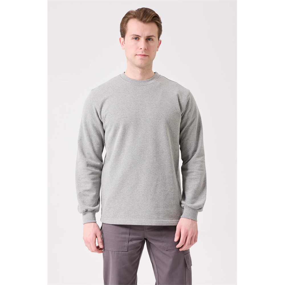 Herba Basic Sweatshirt - Uzun Kollu, Rahat Kesim, Pamuklu, Günlük ve İş Kullanımı İçin GRİ MELANJ L