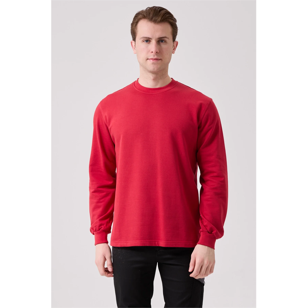 Galanthus Basic Sweatshirt - Uzun Kollu, Pamuklu, Rahat Kesim, Günlük ve İş Kullanımı İçin BORDO L