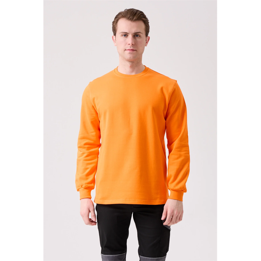 Galanthus Basic Sweatshirt - Uzun Kollu, Pamuklu, Rahat Kesim, Günlük ve İş Kullanımı İçin TURUNCU XL