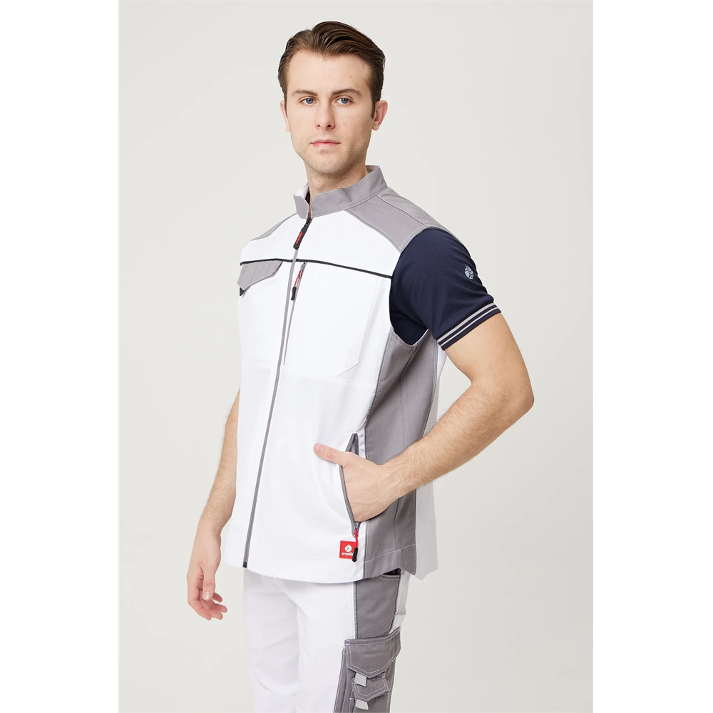 Allium Yazlık İş ve Outdoor Yelek - Hafif, Dayanıklı, Nefes Alabilir, Fonksiyonel Cepli BEYAZ-A.GRİ M