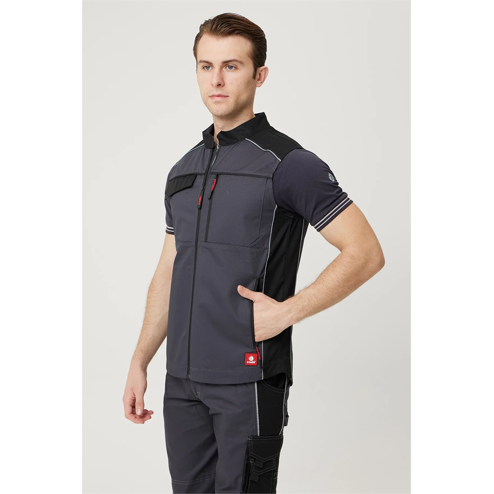 Allium Yazlık İş ve Outdoor Yelek - Hafif, Dayanıklı, Nefes Alabilir, Fonksiyonel Cepli K.GRİ-SİYAH XL