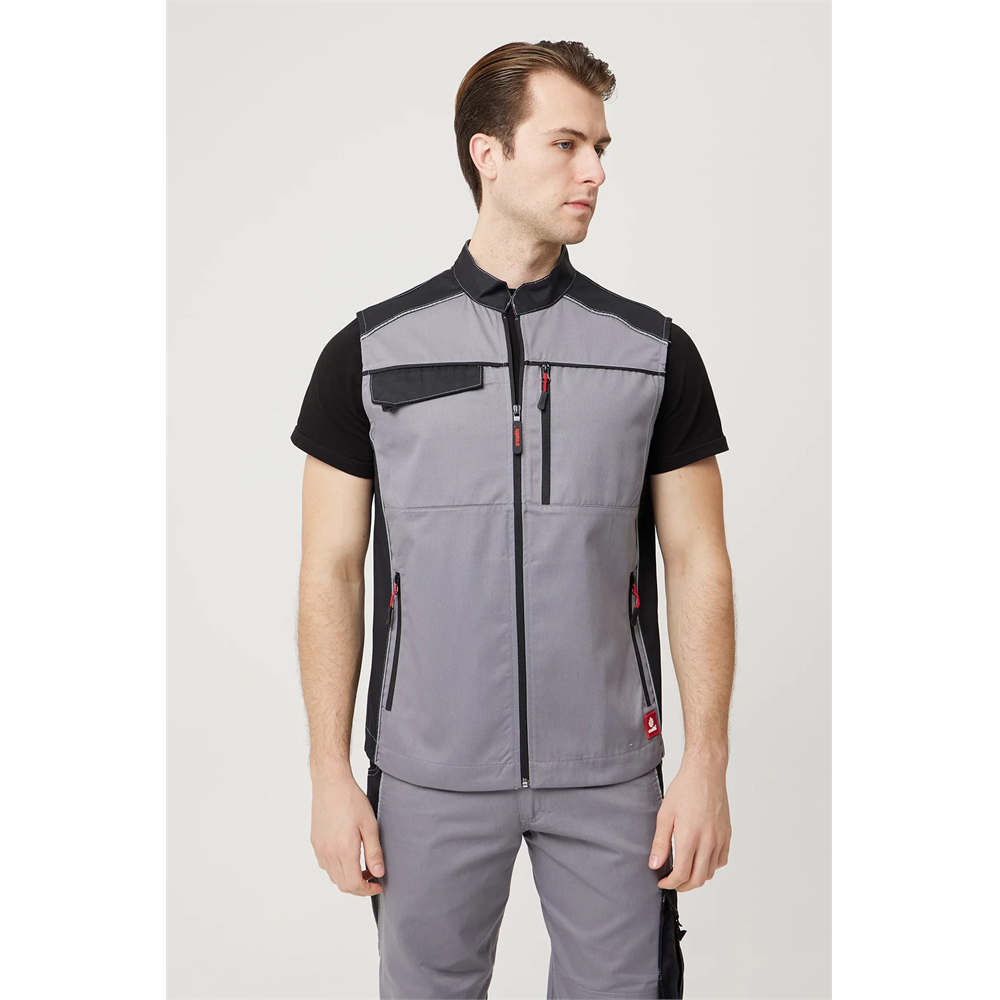 Allium Yazlık İş ve Outdoor Yelek - Hafif, Dayanıklı, Nefes Alabilir, Fonksiyonel Cepli GRİ-SİYAH 2XL