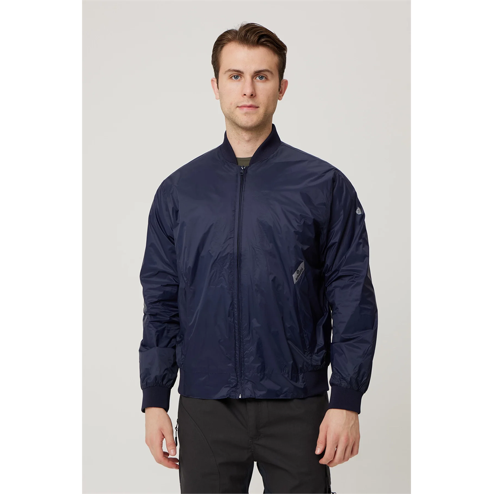 Morino Jacket Erkek Klasik Bomber Ceket Fermuarlı Şık Tasarım Dayanıklı Kumaş Rahat Kesim LACİVERT M