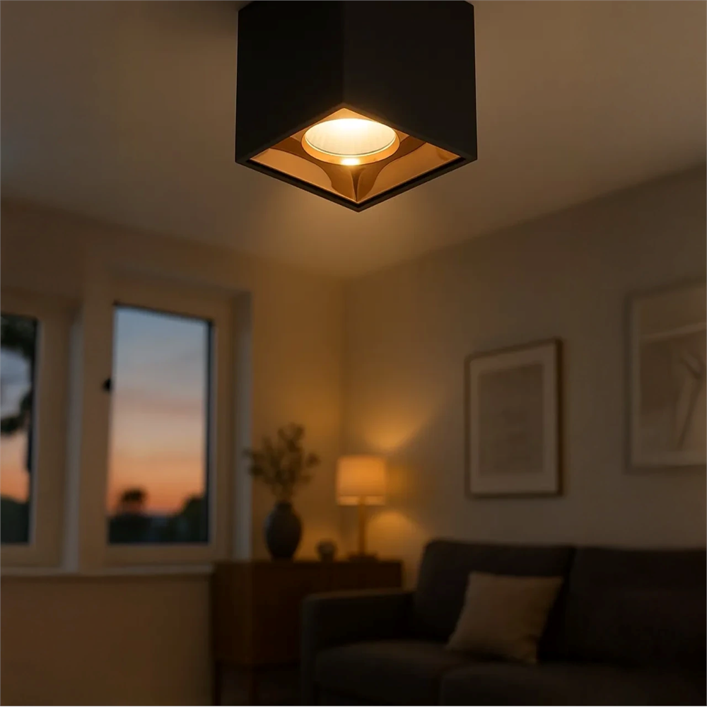 Jupiter Kare Sıva Üstü Sabit Led Spot LC601 Siyah - Gold