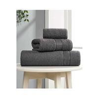 3 lü Banyo Havlusu Seti Pamuklu Ritim Antrasit