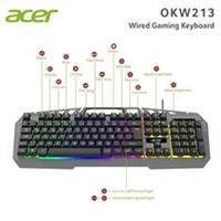 Acer OKW213 Gri RGB Rainbow Backlit Gaming Keyboard Rainbow (Kablo Uzunluğu 1,5mt)