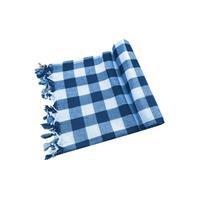 150x150 Cm Kareli Yer Sofra Bezi Piknik Masa Örtüsü Saçaklı Mavi