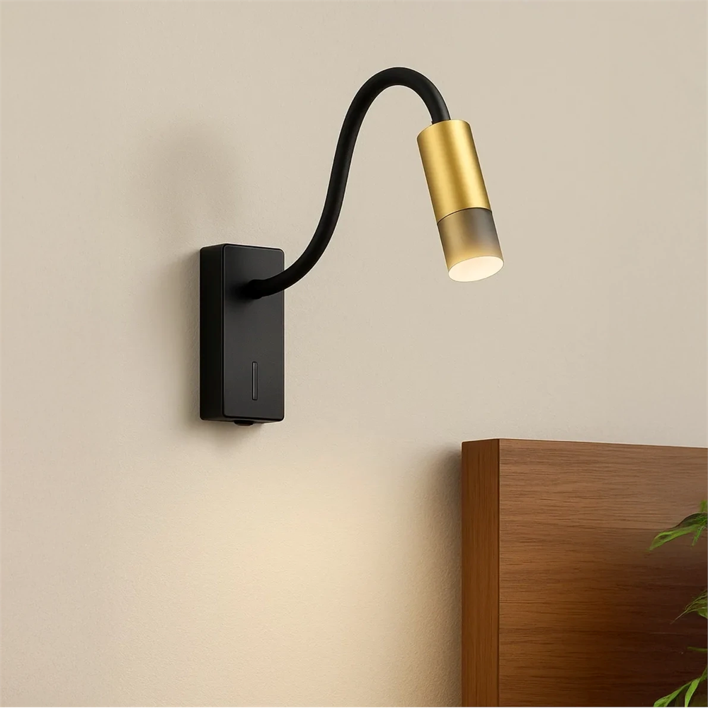 Jupiter 5W Yatak Başı Led Aplik Siyah - Gold LW504 S&A Siyah - Gold