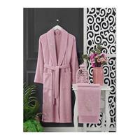 4 Parça Aile Bornoz Seti Kadın Erkek Havlulu Bornoz Takımı %100 Lacivert Pembe S/M-L/XL RENKLİ