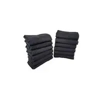 12li Paket Boya Tutmayan Mikrofiber El Yüz Spor Kuaför Havlusu 50X90 Cm Siyah