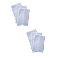 6 lı El Cep Yaka Kumaş Mendil 36x36 Cm %100 Pamuklu TM Beyaz