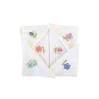 Hediyelik İşlemeli Bayan Mendili 12 Adet 28x28 cm %100 Pamuk Renkli