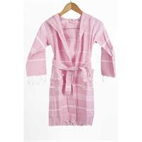 Mira Home Kapşonlu Çocuk Peştemal Bornoz %100 Pamuk Pembe 11-12 Yaş