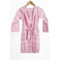 Mira Home Kapşonlu Çocuk Peştemal Bornoz %100 Pamuk Pembe 11-12 Yaş