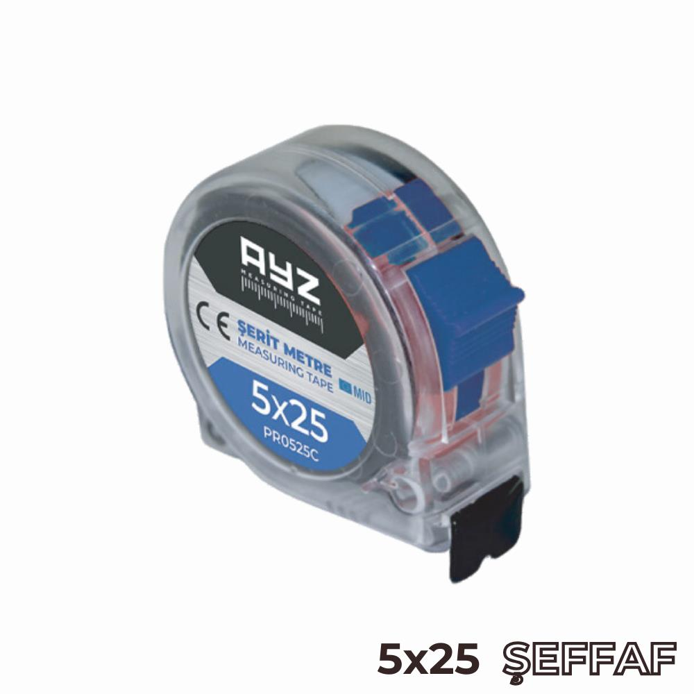 AYZ 5x25 Şeffaf Şerit Metre