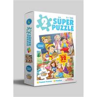 2 Süper Puzzle - Pamuk Prenses - Pinokyo 4+ Yaş