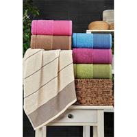 6 lı El Yüz Havlu Seti Pamuklu Havlu Takımı Renkli Bej