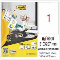 Ekstrafix Fix-5000 Yazıcı Etiketi 210 x 297 mm 100 Adet - Beyaz