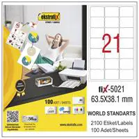 Ekstrafix Fix-5021 Yazıcı Etiketi 63.5 x 38.1 mm 2.100 Adet - Beyaz