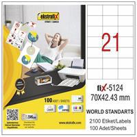 Ekstrafix Fix-5124 Yazıcı Etiketi 70 x 42.4 mm 2.100 Adet - Beyaz