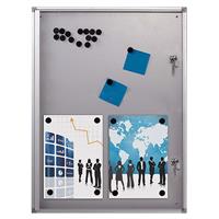 Snapper İlan Panosu Manyetik Zeminli Kilitli Poster Ölçüsü A4 x 4 - Metalik Gri