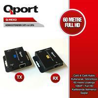 Q Port (Q-HEX2) 60 METRE CAT5/CAT6 HDMI EXTENDER DONUSTURUCU 2'lı PAKET