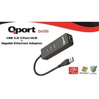 3 PORT USB 3.0 ÇOKLAYICI & GIGABIT ETHERNET ADAPTOR Q-U3G