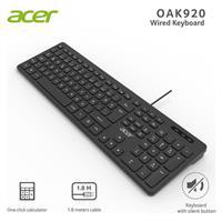 Acer OAK920 Q USB Siyah 1.8mt Kablolu Klavye-Tek Tuş Hesap Makinalı (Sessiz Tuş)