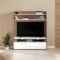 Flat Line Due Ekstra TV Ünitesi - Noce- Parlak Lake Beyaz 134x150x40 cm (GxYxD)