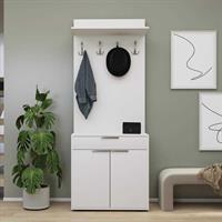 Porto 2 Kapaklı Çekmeceli Portmanto ve Ayakkabılık-Mat Beyaz 73x187x36 cm (GxYxD)