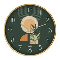 Emores Bohem Plastik Duvar Saati 30cm - Gold/Yeşil