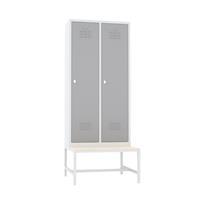 Usta Çelik U-S02-BNK 2 Kapaklı Ekonomik Oturma Banklı Soyunma Dolabı