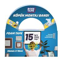 Boss Tape Çift Taraflı Köpük Aksesuar Montaj Bandı 15Kg 24mm x 10m