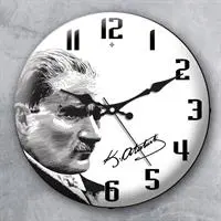  Emores MR-16-3 Bombe Camlı Atatürk’lü Duvar Saati 36 cm