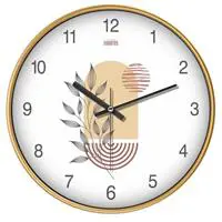 Emores Bohem Plastik Duvar Saati 30cm - Gold/Beyaz