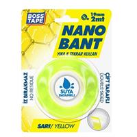 Boss Tape Çok Güçlü Çift Taraflı Nano Bant 19mm x 2mt - Sarı