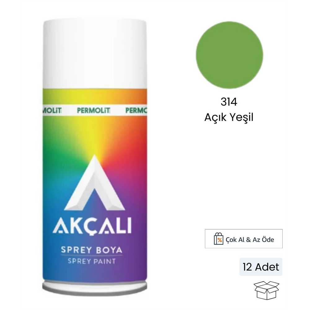 Akçalı Sprey Boya 314 Açık Yeşil 400 ml (12 Adet)