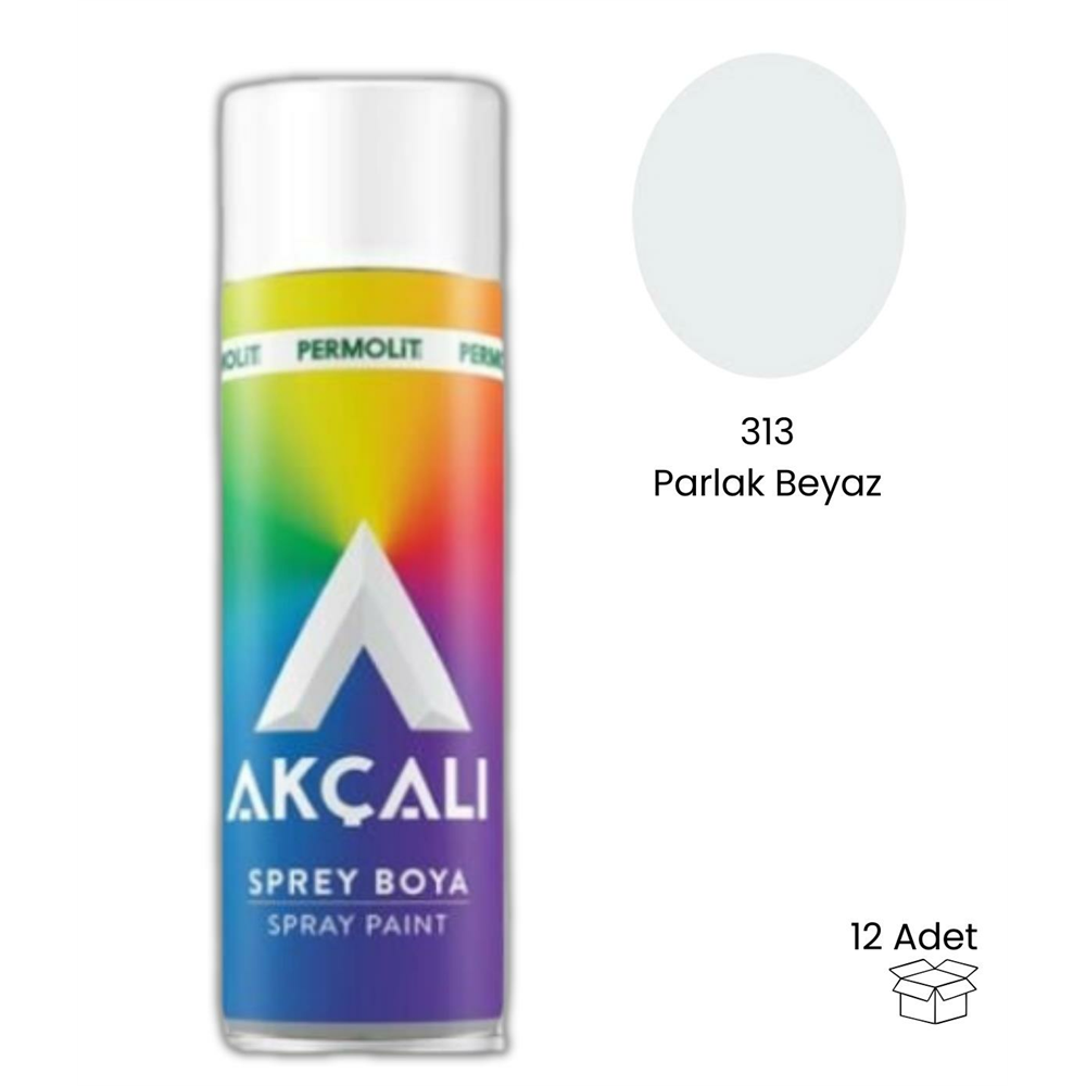 Akçalı Sprey Boya 400 ml 301 Parlak Beyaz (12 Adet)