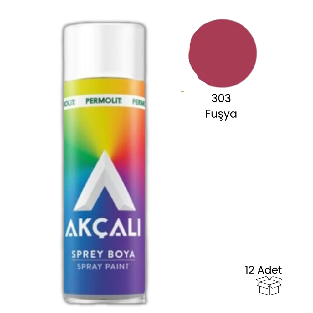 Akçalı 303 400 ml Fuşya Sprey Boya 12 Adet