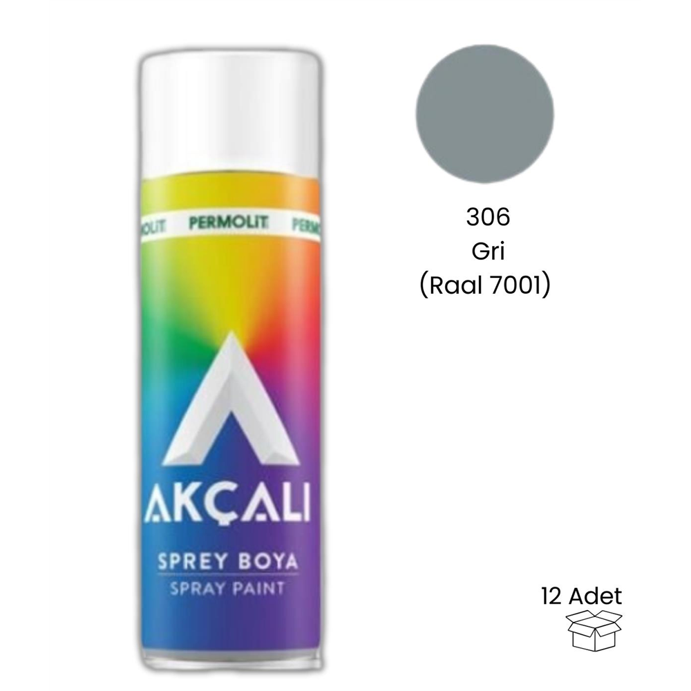 Akçalı Sprey Boya Gri Kod:306 400 ml (12 Adet) | Ofix