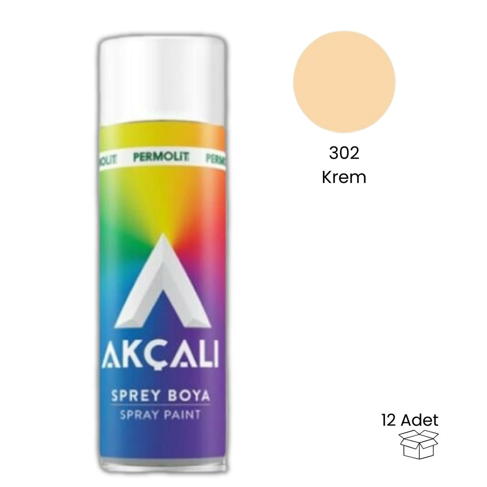 Akçalı Sprey Boya 302 Krem 400 Ml (12 Adet)